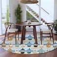 thumbnail image 4 of Blue Coastal Round Area Rug 5 FT, Non Slip Bedroom Rugs, Ocean Nautical Anchor Wood Barn Beach Washable Soft Circular Carpet Non-Shedding Floor Mat for Kitchen Dining Room Foyer Balcony Dorm, 4 of 8