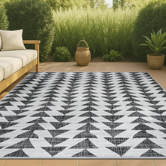 JONATHAN Y SANTA MONICA 8 x 10 Area Rug, Andratx Tribal Geometric - Ivory/Black, SMB126D-8