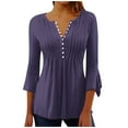 thumbnail image 1 of Birdeem T-Shirt Mode Femme Imprimé Manches 3/4 Blouse Col en V Hauts Décontractés, 1 of 12