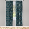 thumbnail image 3 of Ambesonne Chinese Curtains, Oriental Antique Scroll, Pair of 28"x63", Petrol Blue and Cream, 3 of 5