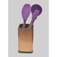 thumbnail image 4 of Cubo de almacenamiento de utensilios de cocina de acero inoxidable, accesorios de cocina, cuchillo, cuchara, espátula, recipiente de drenaje, bote de secado de oro rosa, color S01, 4 of 4