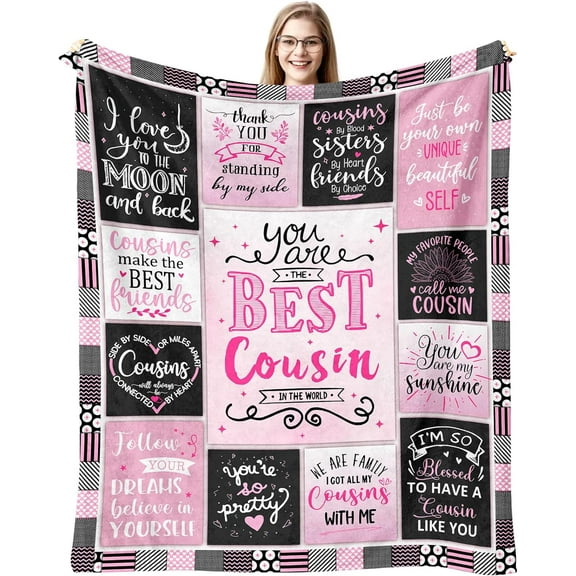 Cousin Gifts for Women, Gifts for Cousins Female Woman, Best Cousin Ever Gifts, Favorite Cousin Gifts for Girls, Cousin Birthday Gifts for Women Throw Blanket 60"x50"