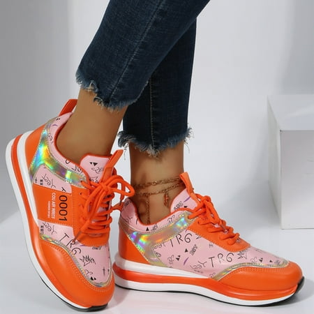 

HIBRO Women Wedge Heel Platform Sneakers Casual Shoes Sneakers Soft Sole Breathable Sneakers Non Slip Ultra Light Soft Sole Sneakers Breathable Sneakers