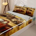 thumbnail image 3 of Castle Fairy Rustic Retro Pickup Truck Zipper Twin Comforter Sets with Fitted Sheet and 2 Pillowcases,Farm Field Barn Zipper Bedding Set for Bedroom,Warm Brown,4-Piece,Grey Reversible, 3 of 6