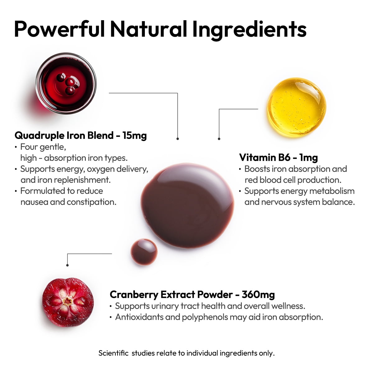 BIGVITA Iron+ | High Absorption Supplement with Microencapsulated Iron Drops + Folate, B6 & Cranberry Extract | No Metallic Taste, Mixed Berry Flavor, Gentle on Stomach | Energy & Hormonal Support