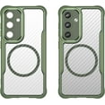 thumbnail image 3 of Case for Galaxy S24 FE,Full-Body Rugged Carbon Fibre Protective Clear Back Hybrid Magnetic Wireless Charge Shockproof Protector Phone Case for Samsung Galaxy S24 FE 5G,2024 (Green), 3 of 18