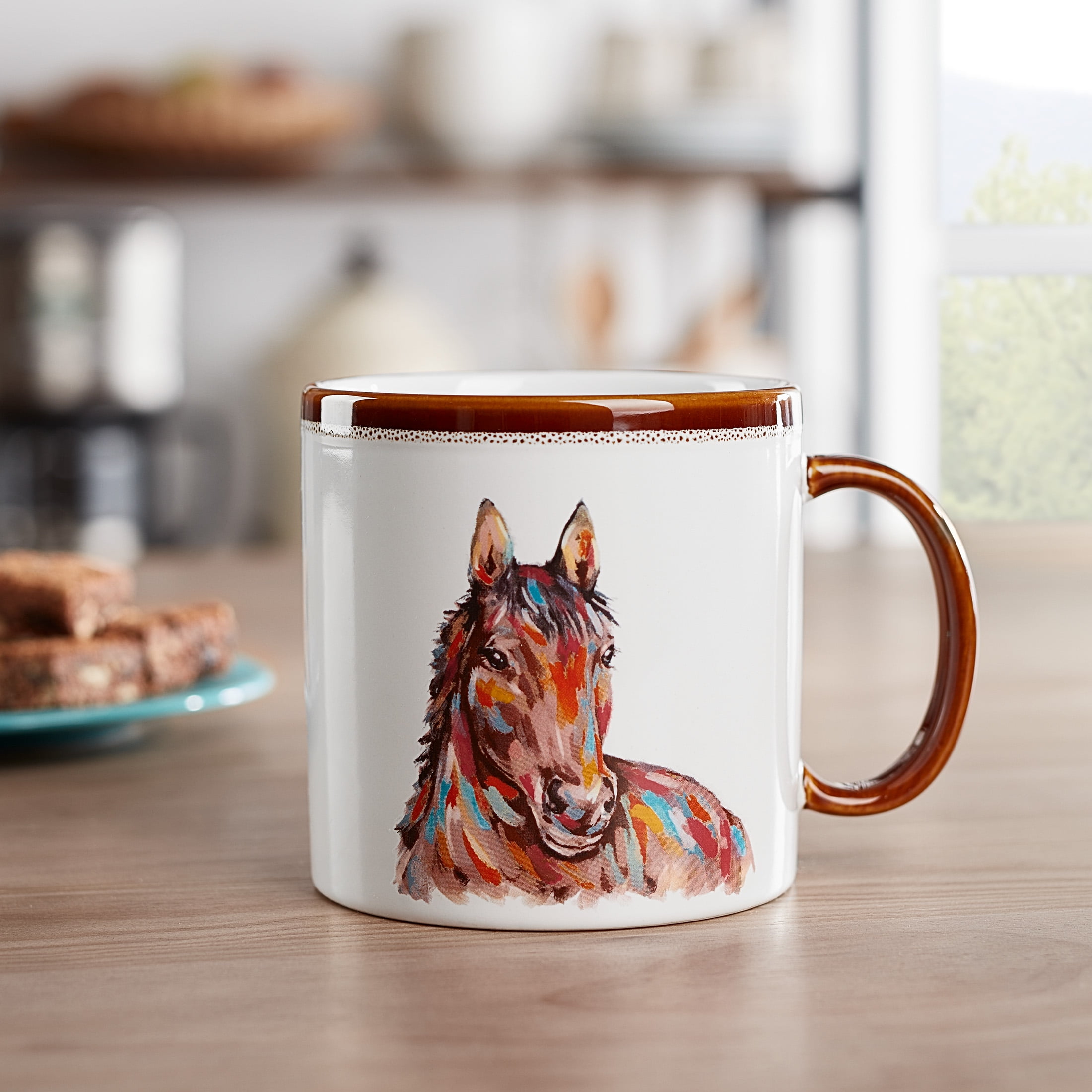 (2 pack) Mainstays 19.27-oz Sculpted Stoneware Horse Mug, White