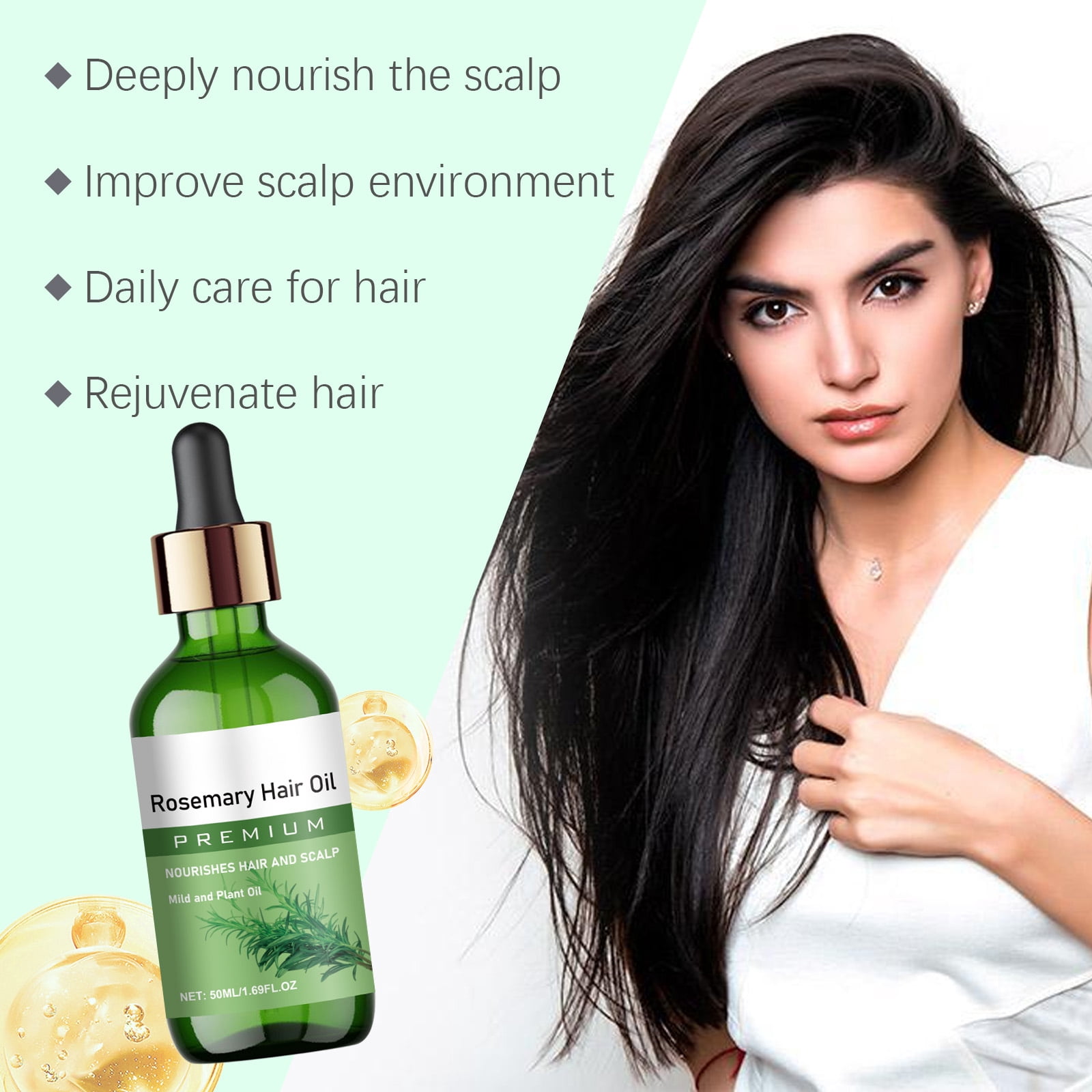 Alvantor Rosemary Hair Oil Strengthens Softens Nourishes All Hair Types, 1.69fl.oz