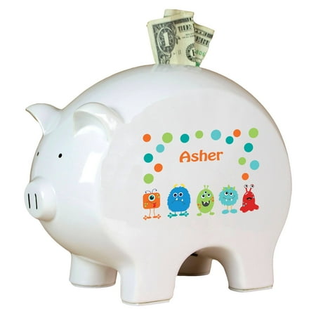 My Bambino Asymmetrical Pig Piggy Banks & Money Jars White/Blue