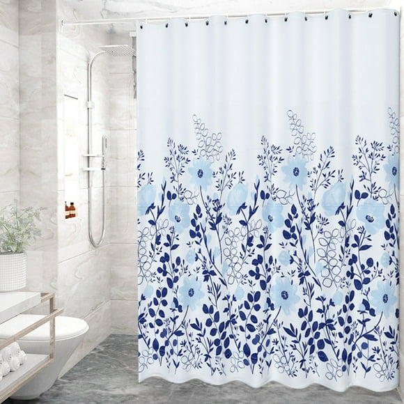 Shower Curtain Liner, Small Blue and Grey Shower Curtain, Watercolor Floral Bathroom Curtain Teal and White Shower Curtains 39×70 inches