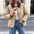 thumbnail image 5 of Xdegoge Quilted Barn Jacket for Women Lightweight Corduroy Collar Button Front Puffer Jacket Fall Winter Casual Outerwear with Pockets Khaki S, 5 of 9