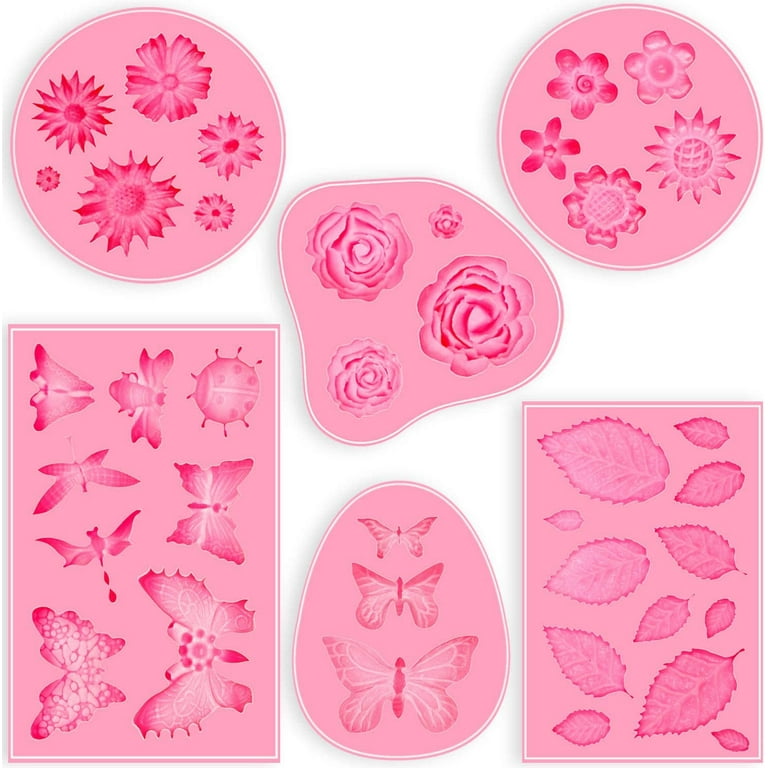 Food-Grade Silicone Baking Molds: 6-Piece Set for Creating Stunning  Butterfly, Rose, and Leaf Designs on Cakes 