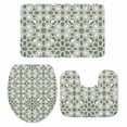 thumbnail image 2 of Abstract Floral Bathroom Rugs Set Retro Green Geometric Texture Ornate Vintage Non Slip Absorbent Soft Bath Mats 3 Piece Set with Bathroom Rug, U-Shaped Floor Mat, Toilet Seat Cover Small Size, 2 of 9