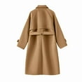 thumbnail image 6 of Fnooota Peacoats for Women 2024, Wool Classic Lapel Belt Mid Length Fall Overcoats Khaki Size 2XL, 6 of 6