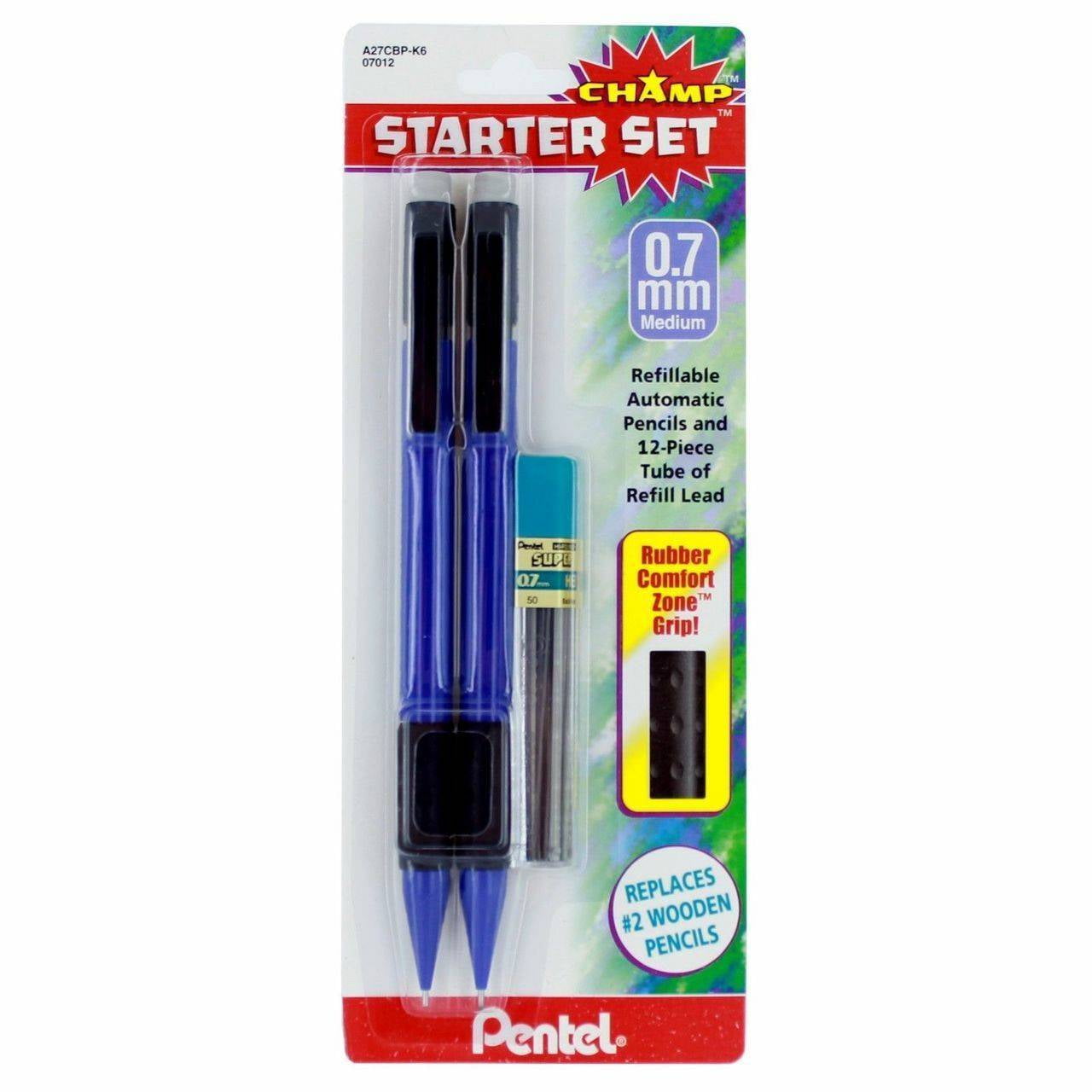 2Pack Pentel Champ Mechanical Pencil 0.7mm Refillable Starter Set