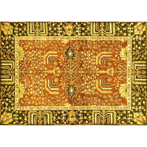 Ahgly Company Indoor Rectangle Abstract Yellow Modern Area Rugs, 7' x 9'