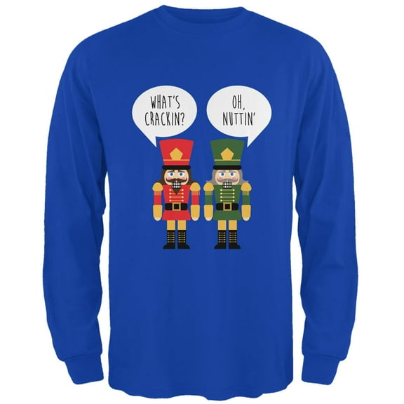 Old Glory Mens Christmas Nutcracker What's Crackin' Funny Long Sleeve T Shirt
