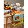 thumbnail image 6 of Fall Hedgehog Burlap-Cotton Table Runner 72 Inches Long,Orange Botanical Tree Thanksgiving Farmhouse Table Runners,Outdoor Dining Tablecloths Decor for Baby Shower Party Wedding 14x72, 6 of 9