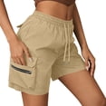 thumbnail image 3 of Cargo Shorts Women Baggy Y2K Summer Drawstring Elastic Waist Casual Wide Leg Bermuda Shorts with Pockets, S, 3 of 8