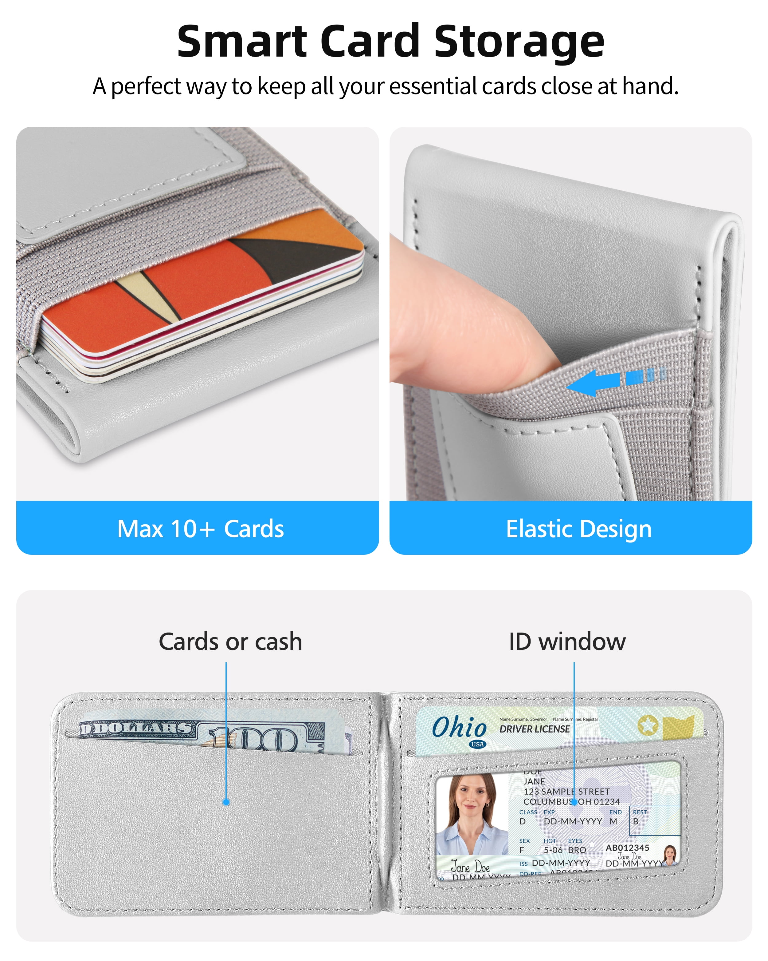ExtreLife Magnetic Phone Wallet Stand, Magnetic Card Holder Compatible for iPhone 17/16/15/14/13/12 Series, Genuine Leather, RFID Blocking, Fits 9 Cards