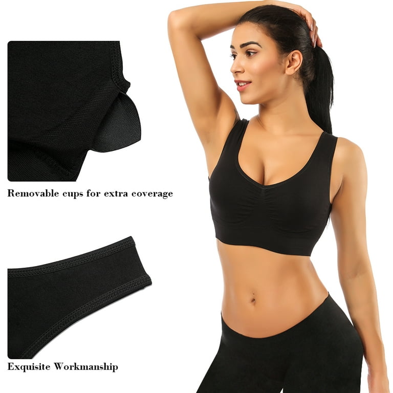  Womens Sports Bras, Yoga Comfort Seamless Stretchy Sports Bra  For Women 6 Pack