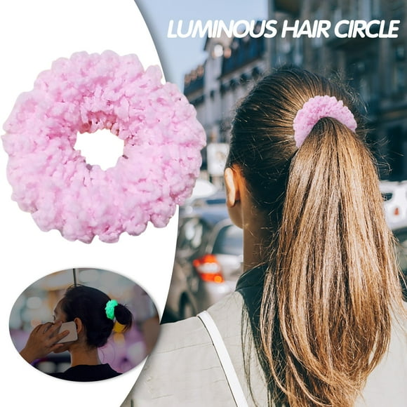 Women Fashion Autumn And Winter Hairy Luminous Hair Circle, Elastic Fashion Fluorescent Rope Circle, Birthday Gift Party, Christmas Halloween Headdress, Christmas Gift