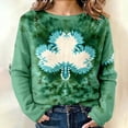 thumbnail image 2 of Women's Oversized Sweaters 2026 St. Patrick's Day Shamrock Graphic Knit Sweatshirts Long Sleeve Round Neck Y2k Spring Tops, 2 of 5