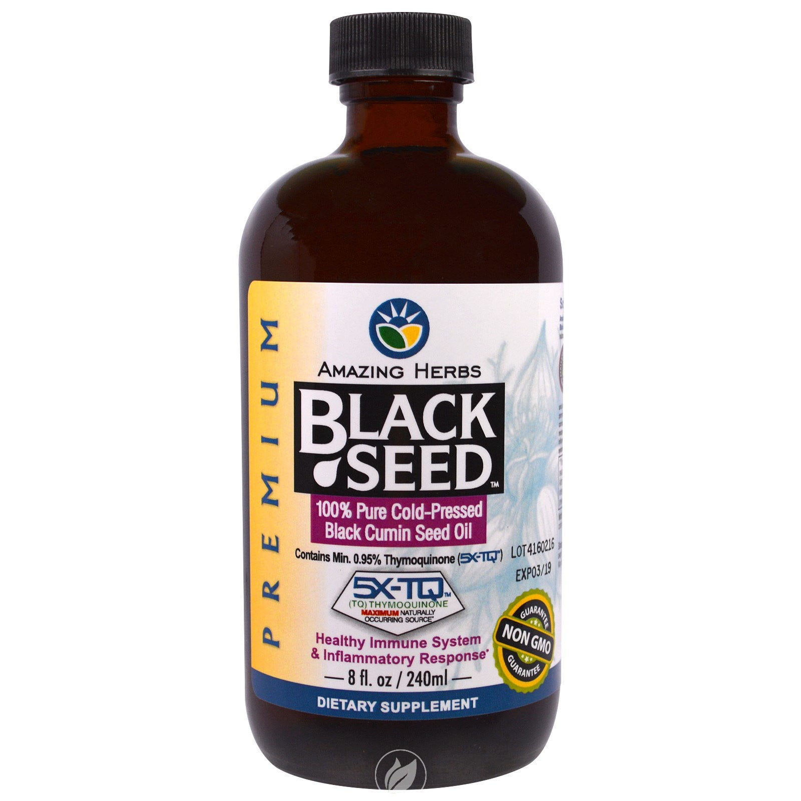 Amazing Herbs Premium Black Seed Oil 8 Ounce, Pack of 2