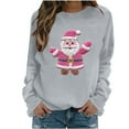 thumbnail image 5 of LEKWK Long Sleeve Christmas Shirts for Women Xmas Santa Graphic Tops Crewneck Sweatshirts Loose Fit Holiday Party Blouses, 5 of 6