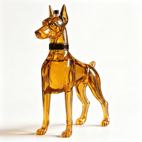 BPPEG Doberman Dog Shaped Glass Whiskey Decanter, 300Ml, Novelty Bar Accessory, Clear