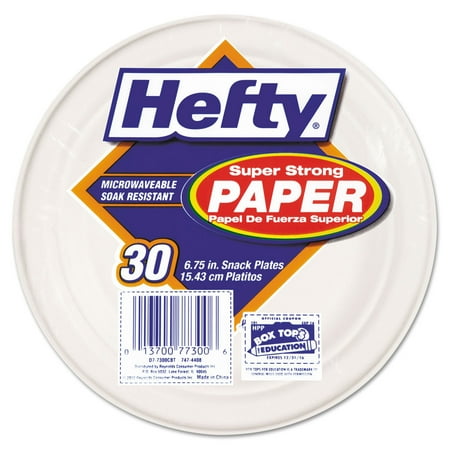 Hefty® Super Strong Paper Dinnerware, 6 3/4" Plate, Bagasse, 30/pack, 12 Packs/carton