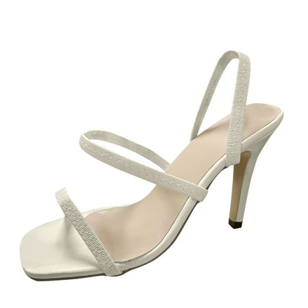 

gvdentm Sandals Women High Color Thin Size Solid Heel Sandals Women s Casual Large Strap Sandals for Women Platform