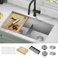 thumbnail image 2 of KRAUS Kore 33" Undermount Workstation 16 Gauge Double Bowl Stainless Steel Kitchen Sink with Accessories, 2 of 8