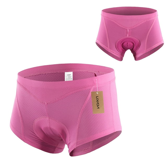 Tignapoo Lixada Women's Custom Silicone Padded Cycling Briefs in Pink - Size EU L, Designed for Comfort and Moisture-Wicking during Long Rides with 3D Gel Padding and Flatlock Seams