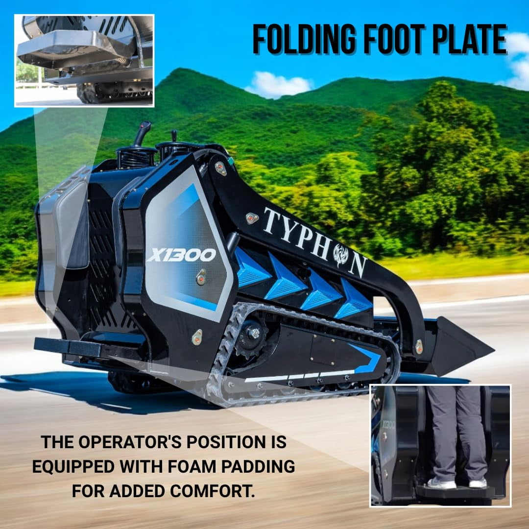 TYPHON STOMP X1300 Mini Skid Steer Loader, 25HP Kubota D1105 EPA Diesel Engine, Compact Track Loader, Vertical Lift, High-Pin Boom