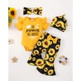 thumbnail image 2 of Newborn Baby Girl Clothes 3-6 Months Summer Spring Outfits Sunflower Flared Pants Yellow Ruffle Romper Gifts Sets, 2 of 6