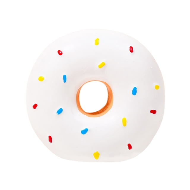 Durable Latex Donut Squeaky Chew Toy for Puppies Interactive Teething and