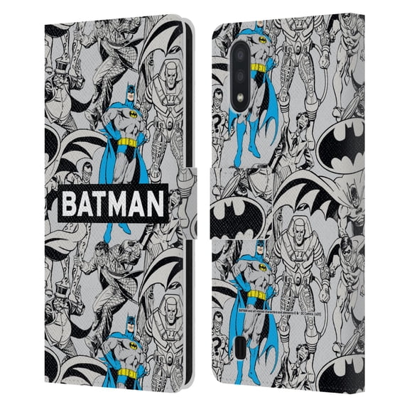 Head Case Designs Officially Licensed Batman DC Comics Vintage Fashion Patterns Leather Book Wallet Case Cover Compatible with Samsung Galaxy A01 (2020)
