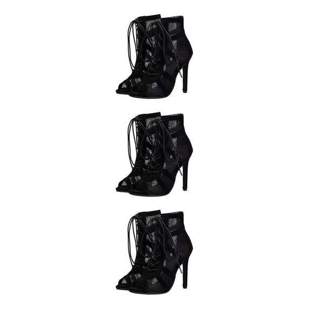 Zapatos de baile transpirables Qarigey para mujer Tacón alto de moda Negro 43