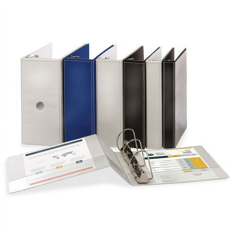 Business Source D-Ring View Binder 3 Binder Capacity - Slant D-Ring  Fastener(s) - Internal Pocket(s) - Navy - Clear Overlay, Labeling Area, Lay  Flat