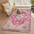 thumbnail image 3 of Large Area Rug 63"x78.7",Boho Pink Absorbent Non Slip Indoor Outdoor Carpet,Middle Century Boho Geometric Abstract Southwestern Low Profile Floor Rug Doormat for Living Room Dining Room Bedroom, 3 of 9