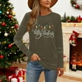 thumbnail image 3 of Christmas Tree Shirt Women Christmas Embroidered Trees Long Sleeve Shirts Gift Xmas Graphic Tee Tops, 3 of 7