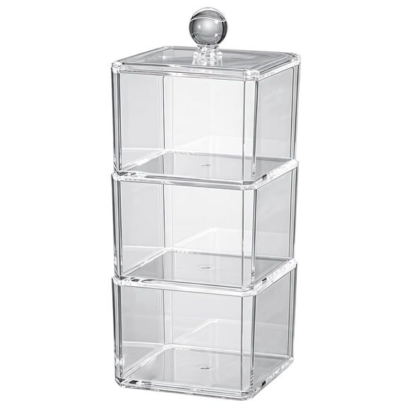 Hair Accessory Organizer for Girls, Transparent Three-Tier Storage Box, Clear Acrylic Design, Keeps Hair Stuff Dust-Free, Ideal for Clips and Bands