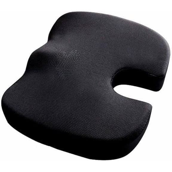Coccyx Seat Cushion | Orthopedic Seat Cushion for Tail Bone Pain Relief | Lower Back Support Contoured Cushion for Driving, Office and Seating (Black) 1 Piece