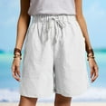 thumbnail image 2 of Pantalones Cortos Para Mujer Moda Casual Cintura Elástica Suelta Bolsillos Pantalones Sólidos Odeerbi ODB157932, 2 of 8