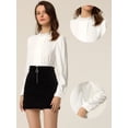 thumbnail image 2 of Blusas de mujer Blusa de trabajo de manga larga con cuello alto y lentejuelas Blanco XL, 2 of 6