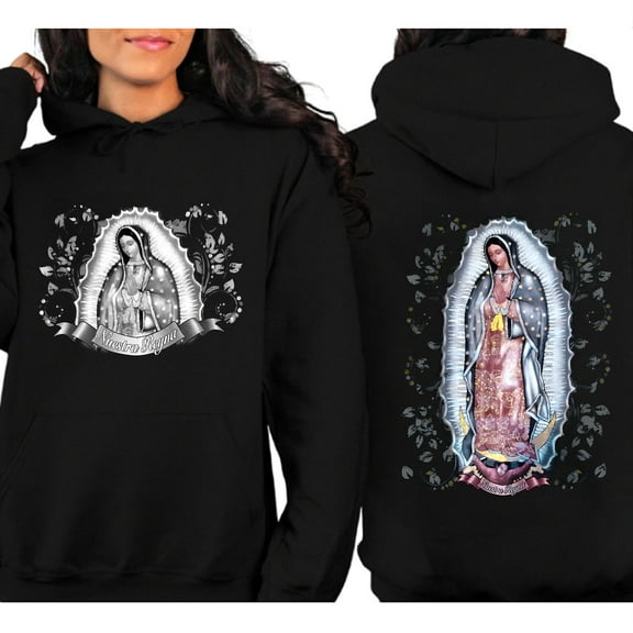 Virgencita Unisex Double Sided Hoodie – Our Lady of Guadalupe Graphic Pullover, Religious Catholic Faith Hoodie for Men and Women, Casual Spiritual Streetwear Top, Perfect Gift for Believers