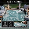 thumbnail image 4 of SIXHOME 8'x10' Waterproof Reversible Outdoor Rug with LED Strip Lights, Coastal Ocean-Inspired Patio Rug, Lightweight Woven Plastic Carpet for RV, Camping, Deck & Balcony, Teal, 4 of 7