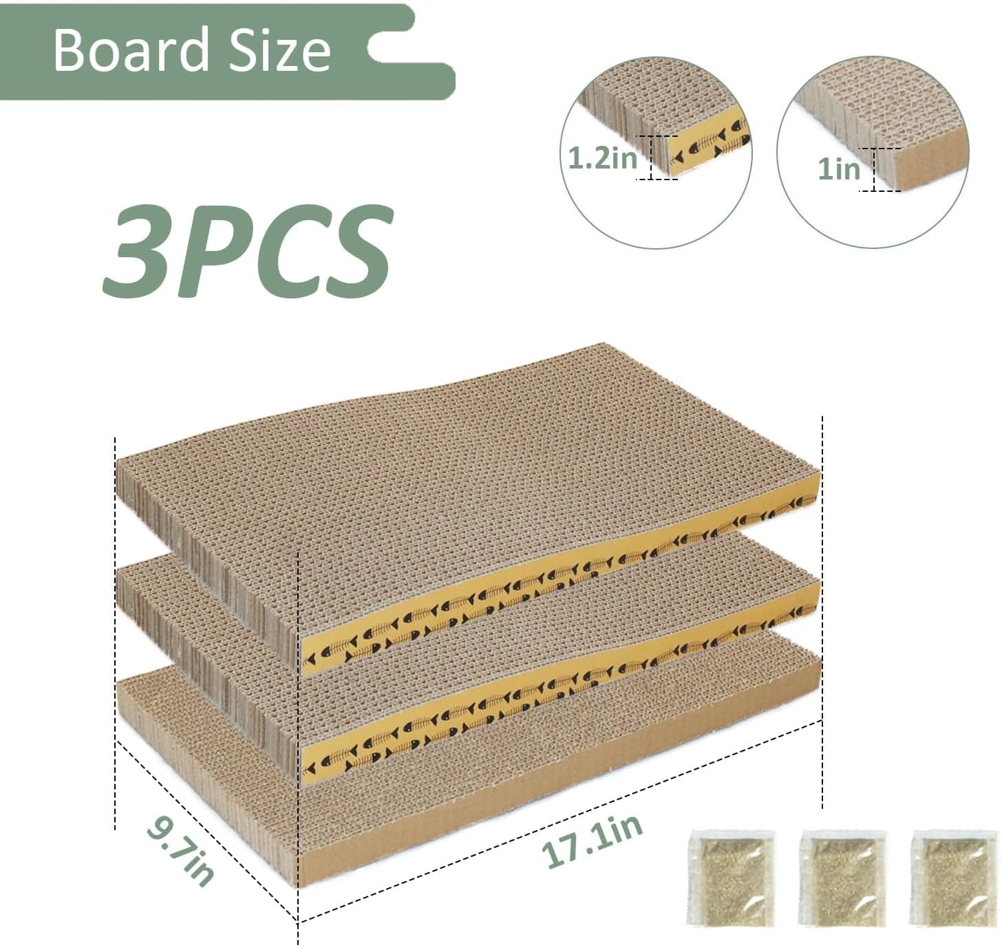 THBN Cat Scratcher Cardboard Scratching Pads Scratch with Catnip 2PCS Reversible Corrugated Cardboard