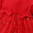 thumbnail image 3 of vdgthytj Toddler Baby Girls Christmas Outfits Tulle Dress Cute Bow Ruffle Long Sleeve Princess Party Dress with Headband, 3 of 9
